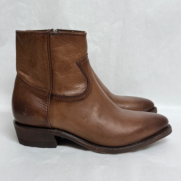 FRYE Billy Inside Zip Boots in Stone Brown Leather Size 8.5 - Picture 1 of 6